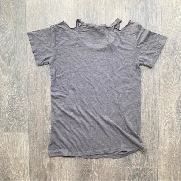 Revolve LNA Bolero Tee T-shirt Top Cut out Short Sleeve Cotton blend Carbon XS - Picture 11 of 13